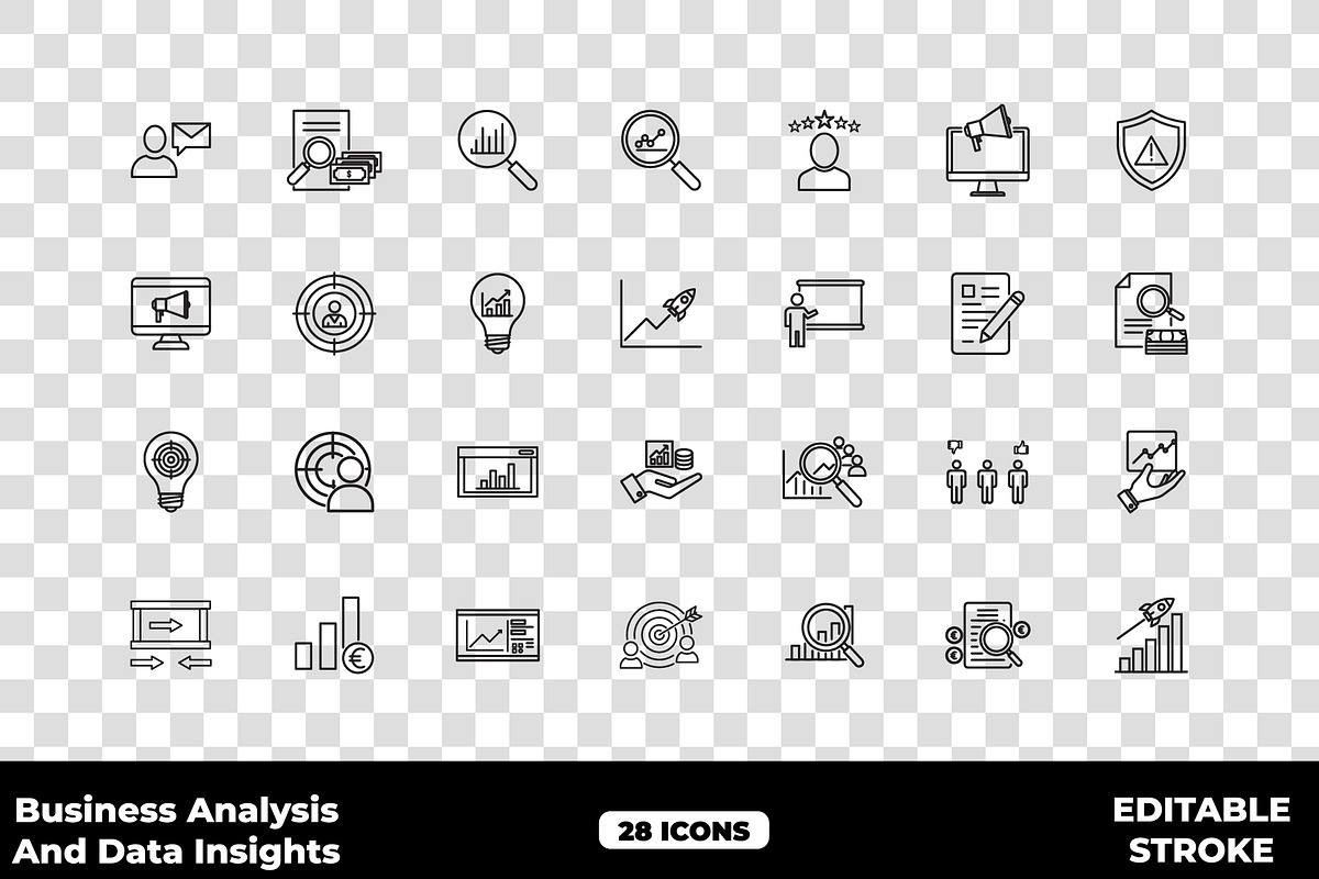 Business Analysis Data Insight Icons, an Outline Icon by Unique Design Team (Photo 1 of 3)