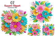 Watercolor Brushstroke Flowers PNG, an Illustration by SinaCreation (Thumbnail 1 of 6)