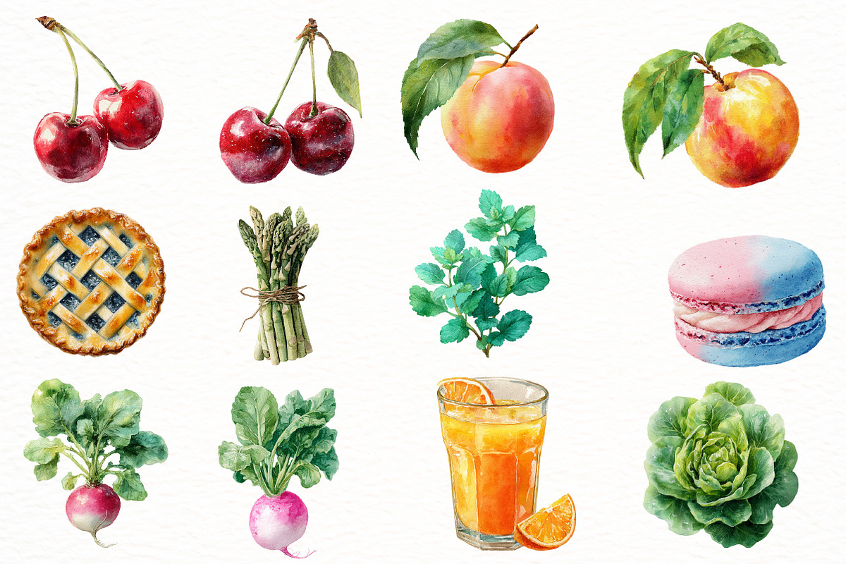 Watercolor Spring Food Clipart, an Illustration by Designworld (Photo 6 of 6)