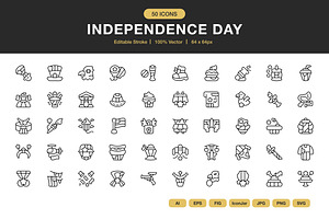 Independence Day Icons, an Icon by Spacepixel Creative