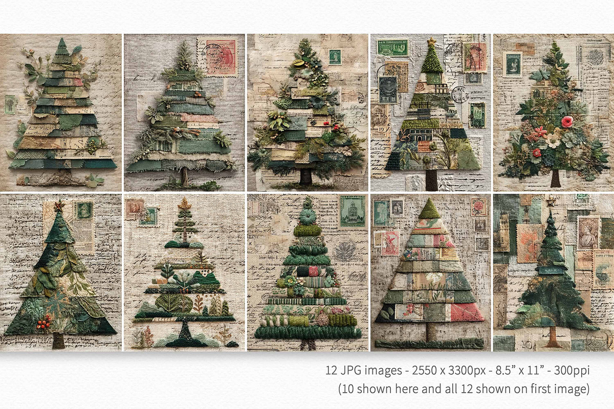 Vintage Christmas Trees, a Decorative Illustration by rileyBgraphics (Photo 2 of 5)
