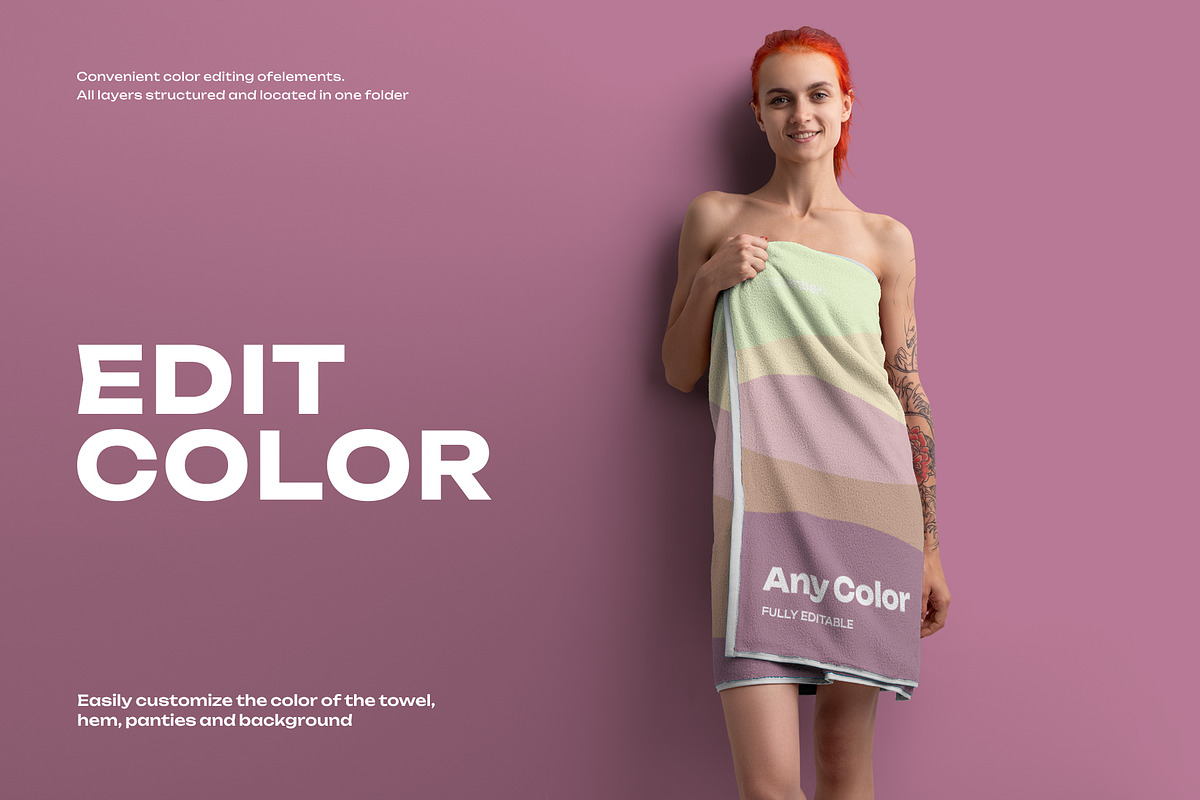 Mockup of a Large Bath / Beach Towel, a Household Mockup by Grow Design Craft Studio (Photo 2 of 7)
