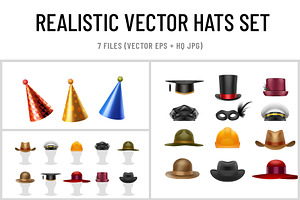 Realistic Vector Hats Set