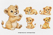 15 Bundle Watercolor Cute Lion Wild, an Animal Illustration by Morspective (Thumbnail 5 of 8)
