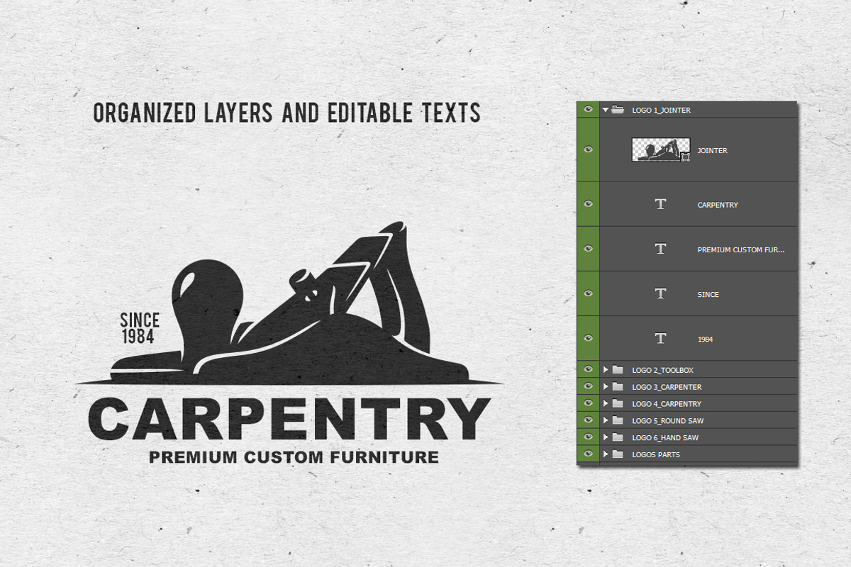 Carpentry Handyman Logos Set, an Illustration by Chelovector (Photo 3 of 3)
