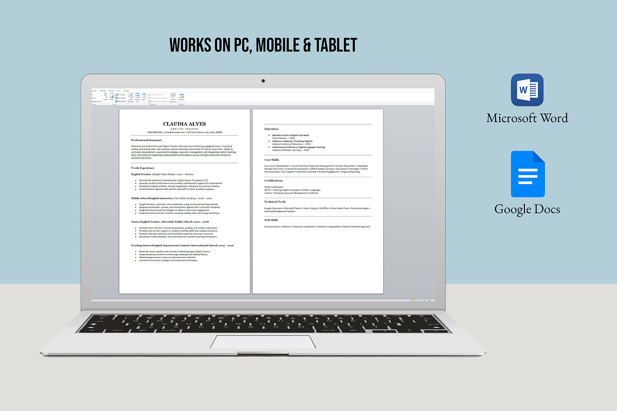 ATS Friendly Resume For Teacher, a Resume Template by SmmrDesign (Photo 8 of 8)