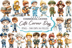 Watercolor Career Day Clipart, an Illustration by designcity5