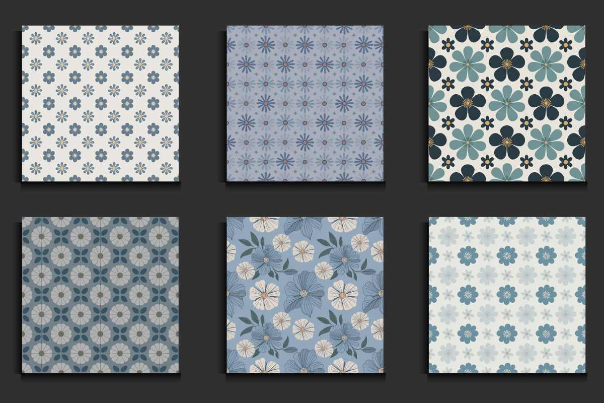 65 Preppy Blue Flowers Patterns, a Pattern Graphic by protabsorkar11 (Photo 4 of 4)