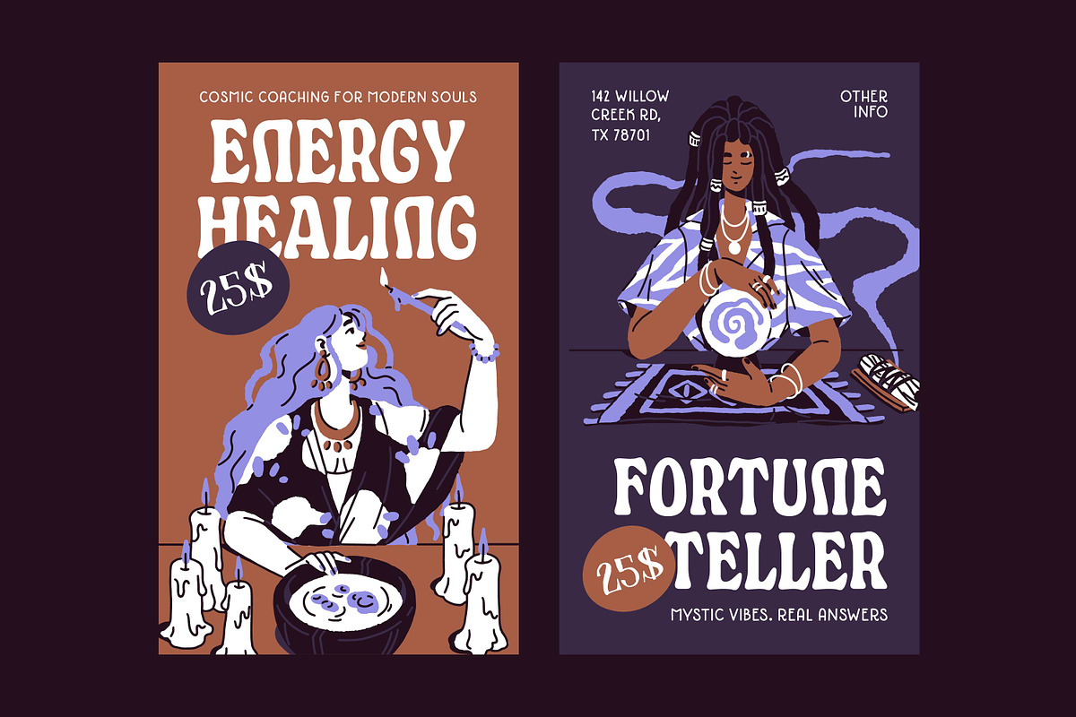 Women fortune tellers set + posters, a Person Illustration by PaperTrident (Photo 15 of 16)
