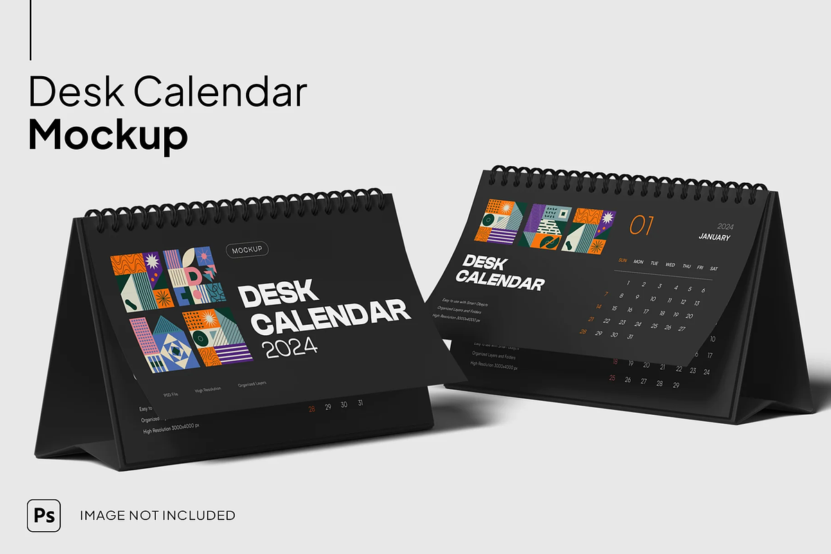Desk Calendar Mockup Set, a Mockup by graphicsauce (Photo 1 of 4)
