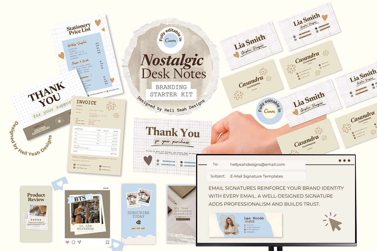 Nostalgic Branding Kit Canva, a Branding & Logo Template by Hell Yeah Designs (Photo 2 of 19)