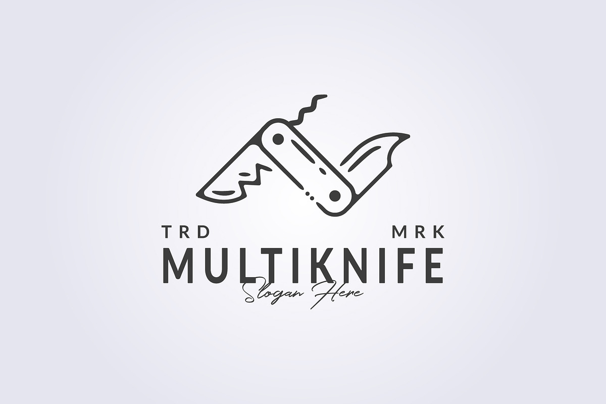 line art folded multitool knife logo, a Branding & Logo Template by Lodzrov