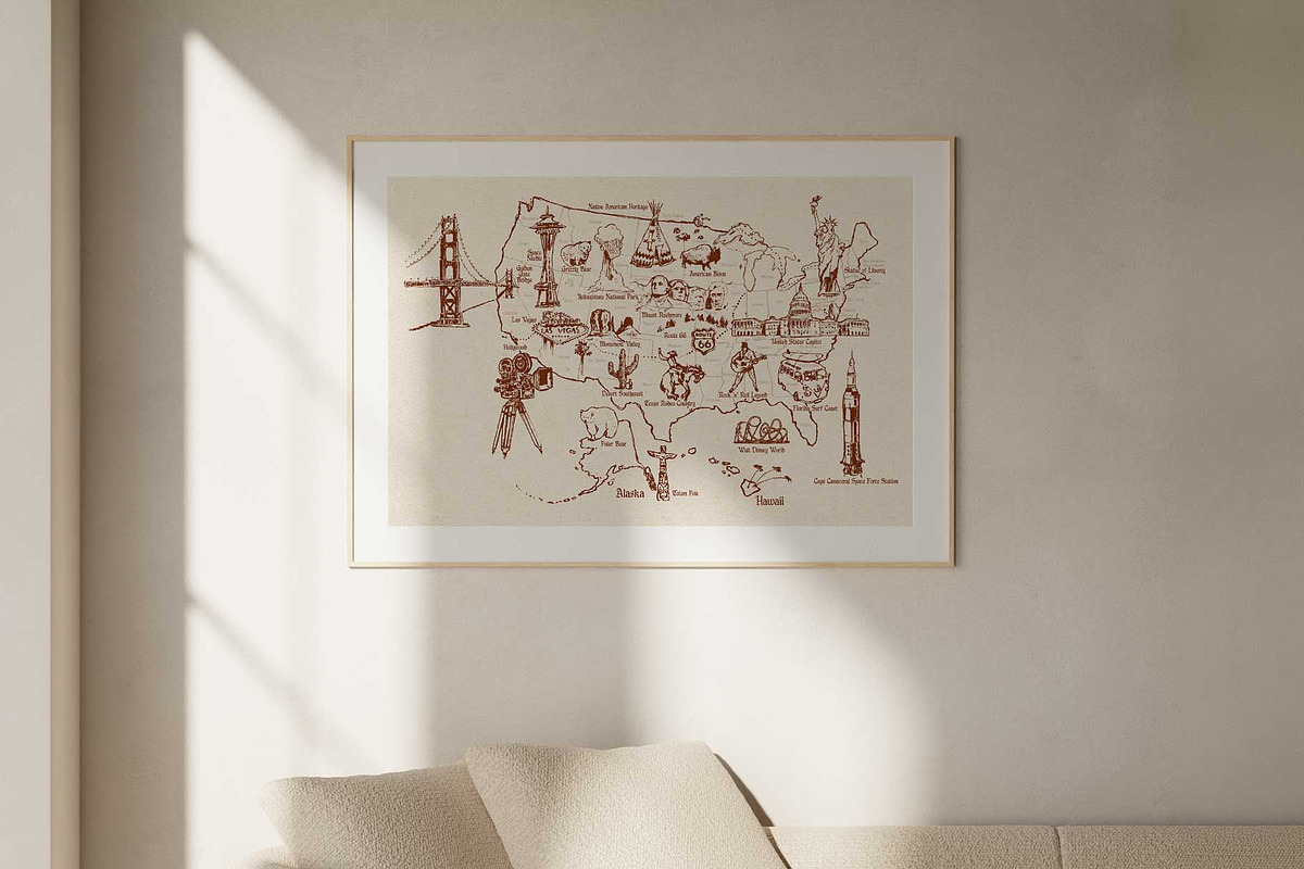 United States Hand-Drawn Map, an Empty State Illustration by TheMountBirdStudio (Photo 6 of 9)