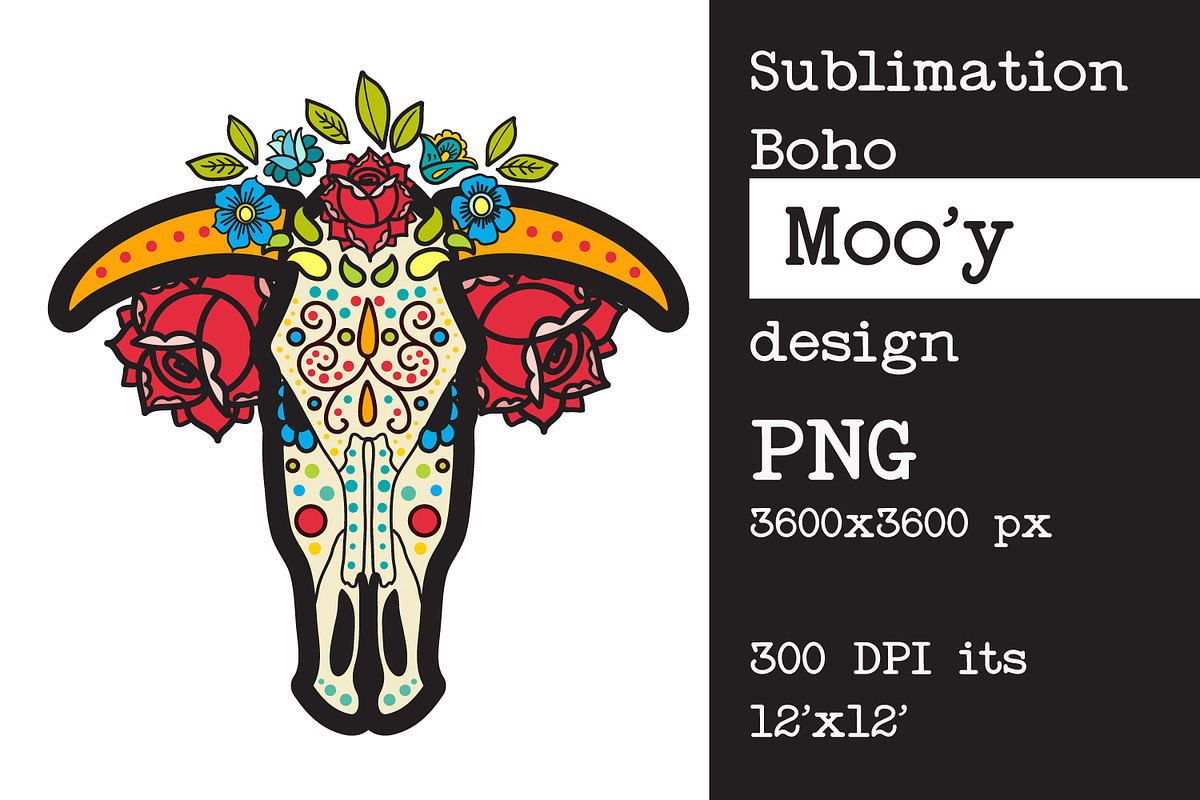 Sublimation design Bull | cow skull, an Object Graphic by KundolaArt (Photo 6 of 15)