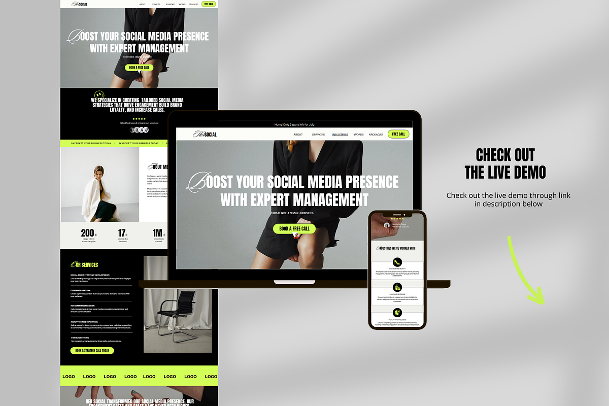 Bold Website Template Canva, a Landing Page Template by Row Creative (Photo 9 of 9)