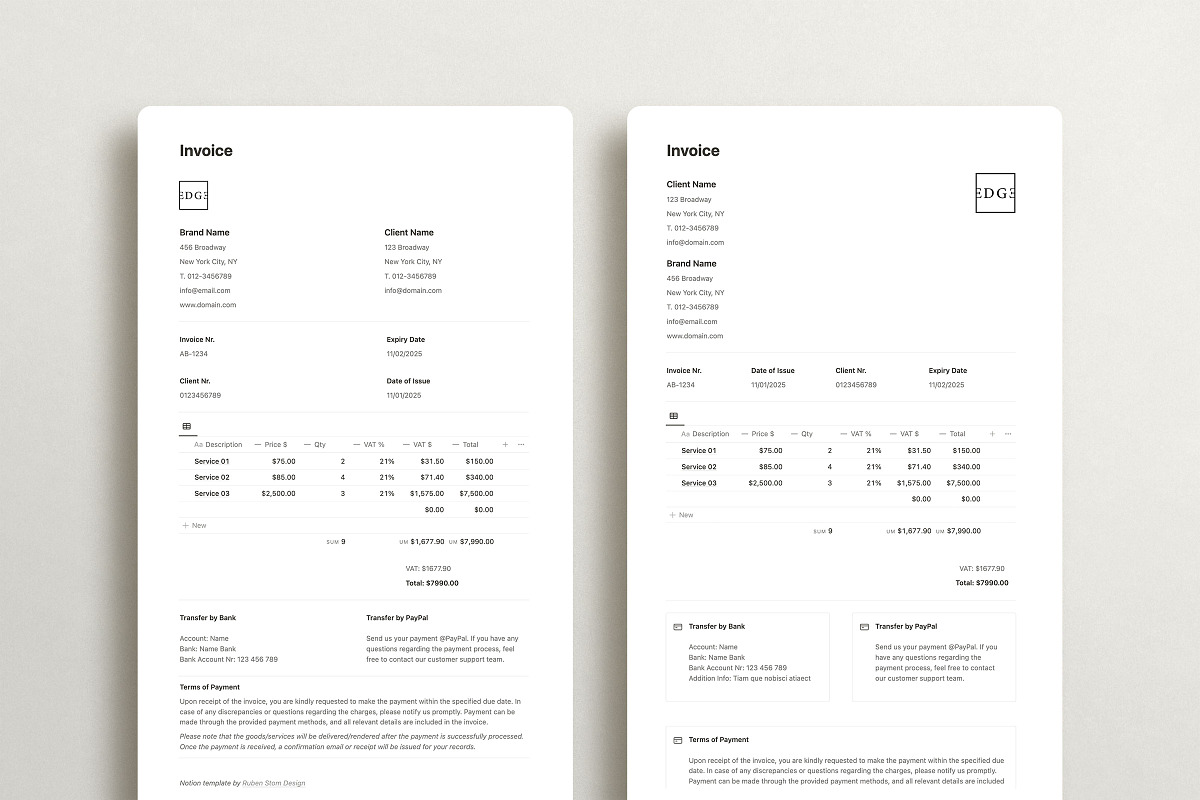 Notion Invoice Templates, a Presentation Template by Ruben Stom (Photo 2 of 4)