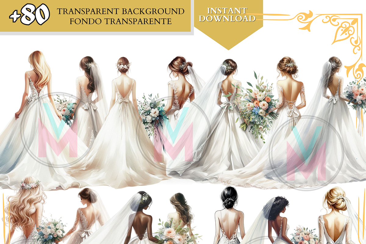 Bride watercolor Wedding from back, a Person Illustration by VM PARTYS  BY TAIRUMA (Photo 9 of 11)