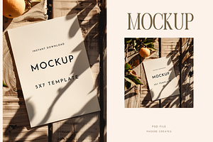 Rustic 5x7 Invitation Mockup PSD, a Mockup by PhoebeCreates