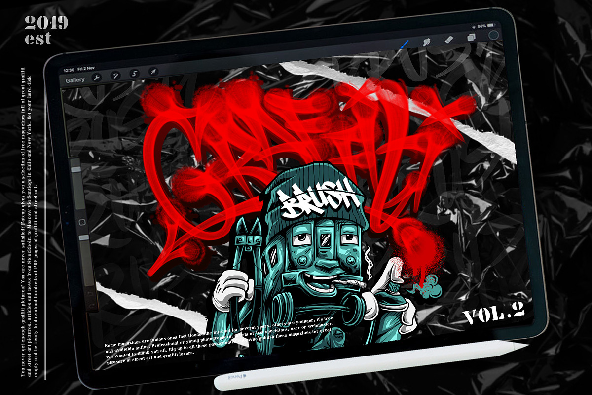 GRAFFITI BRUSH for procreate(sale), a Brush Add-On by danusetyaji (Photo 1 of 6)