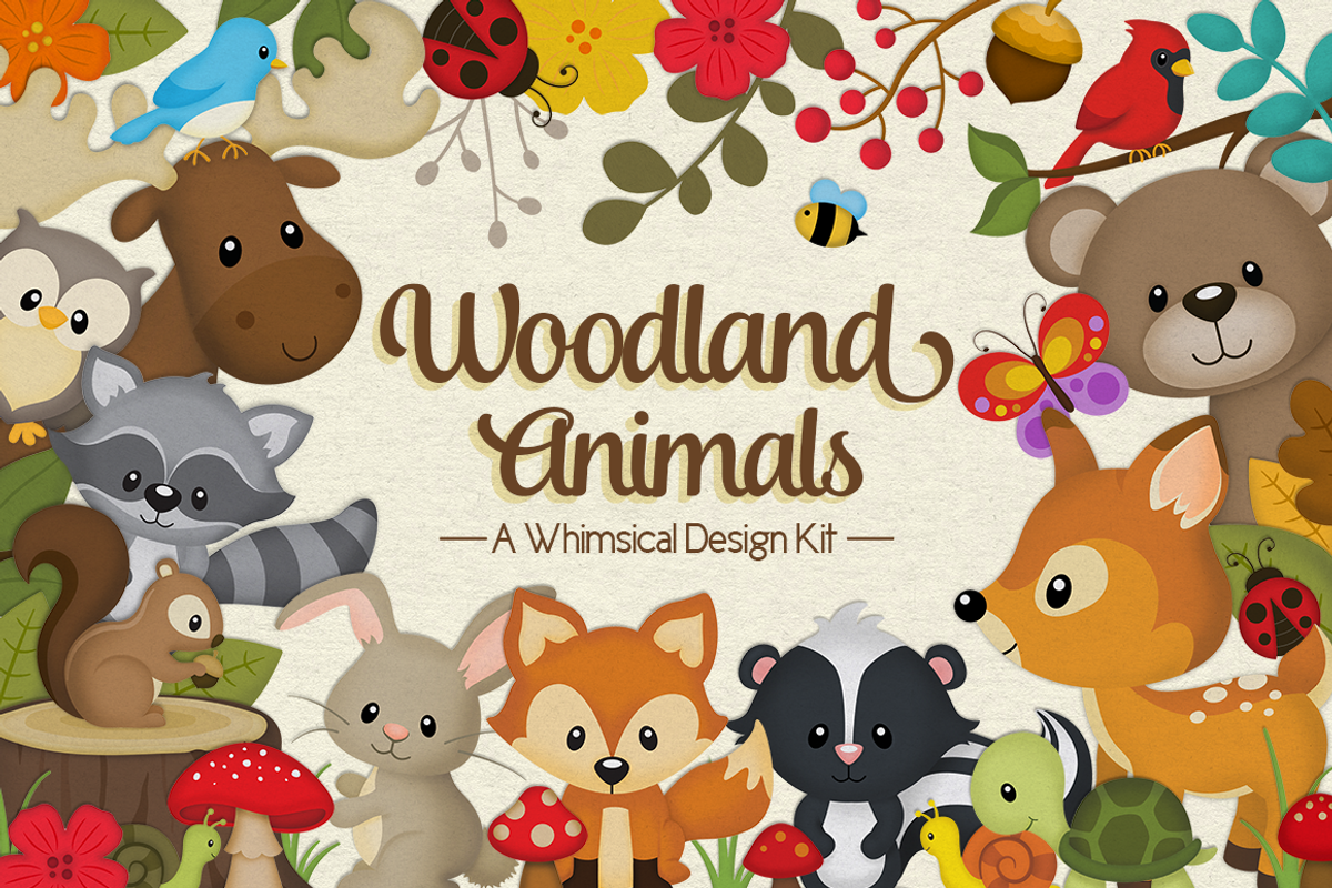 Woodland Animals Design Kit, an Animal Illustration by PixelPaperPrints (Photo 1 of 9)