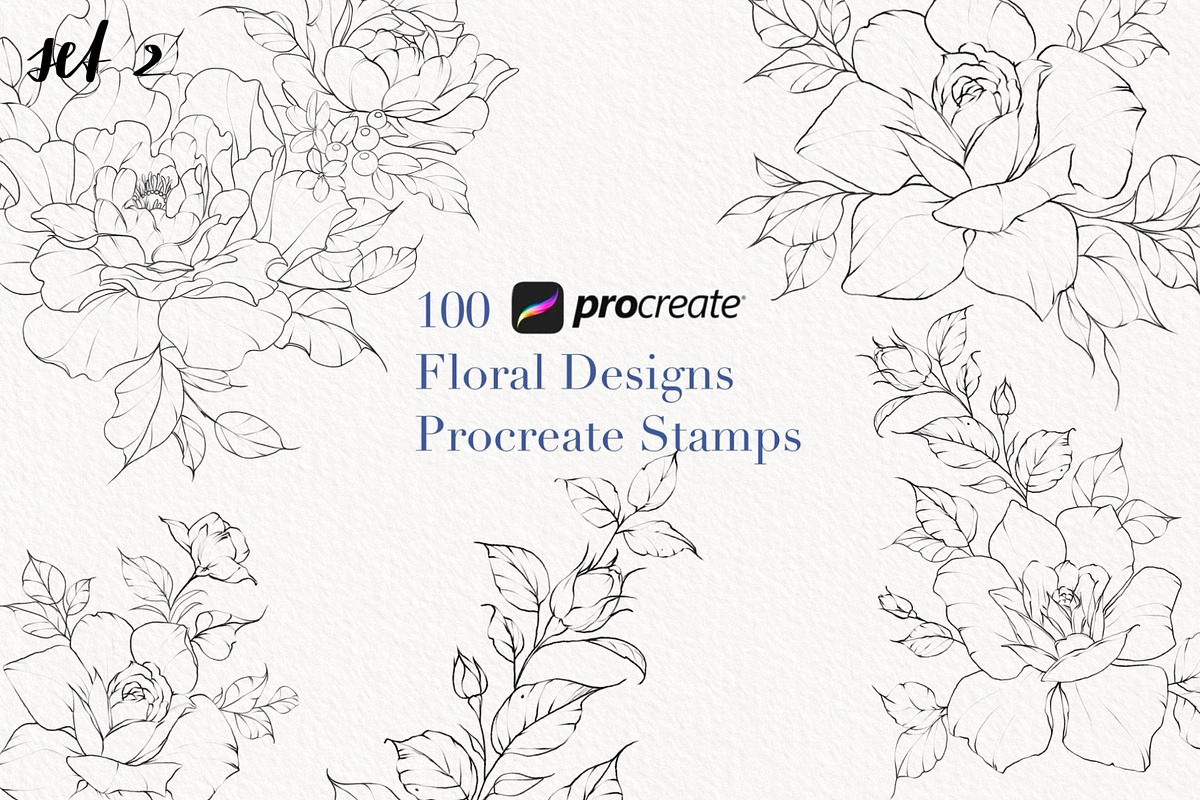 Procreate flower stamp, roses brush, a Brush Add-On by AnnaPolitmerskaja (Photo 1 of 5)