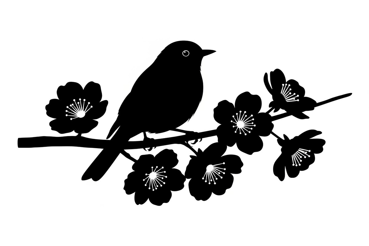 Bird Branch Silhouette Bundle, an Illustration by yasushie (Photo 2 of 31)