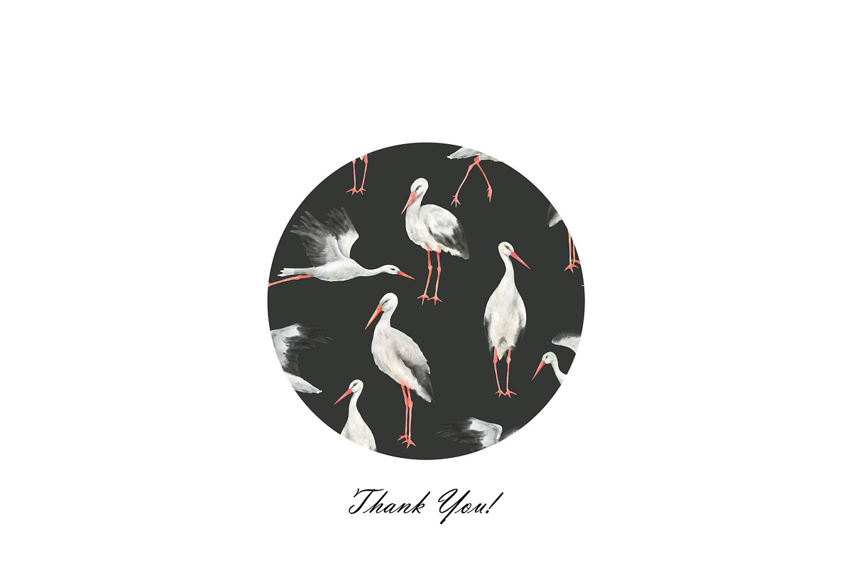 Watercolor Stork Seamless Patterns, an Animal Illustration by OlDm_Shop (Photo 10 of 10)