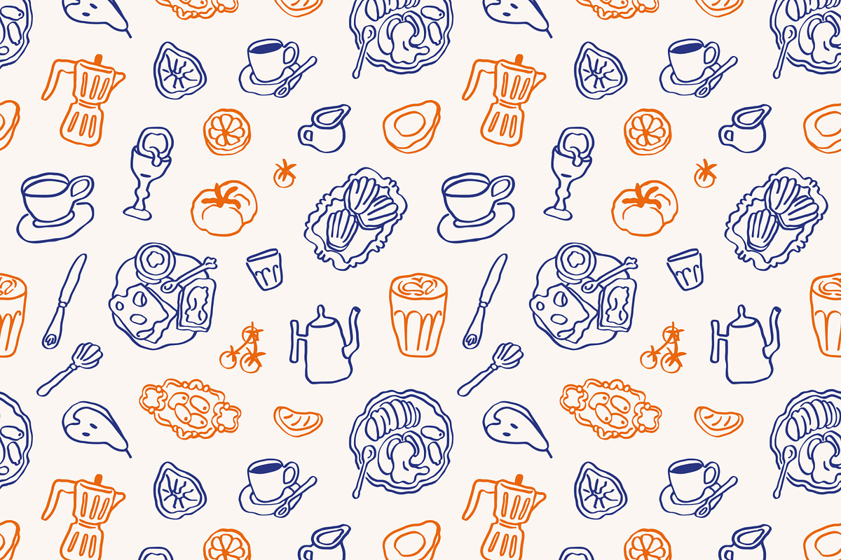 Breakfast food on seamless patterns, a Pattern Graphic by Good Studio (Photo 2 of 11)