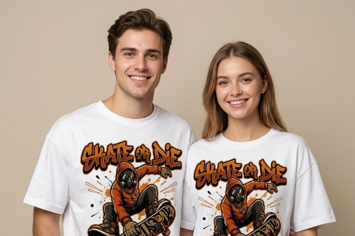 Skate Or Die Gas Mask Rider, a Shirt Mockup by Vector Stall (Photo 4 of 14)