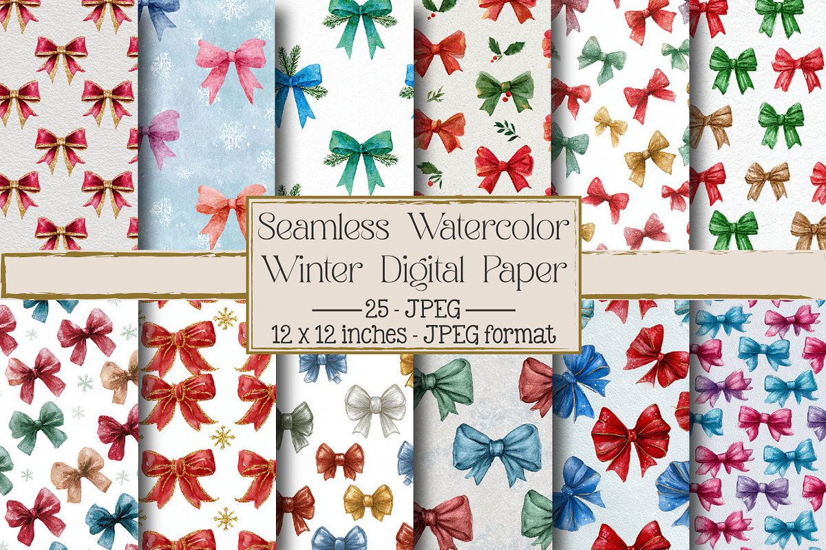 Seamless Watercolor Winter Digital P, an Illustration by DreamPrint404