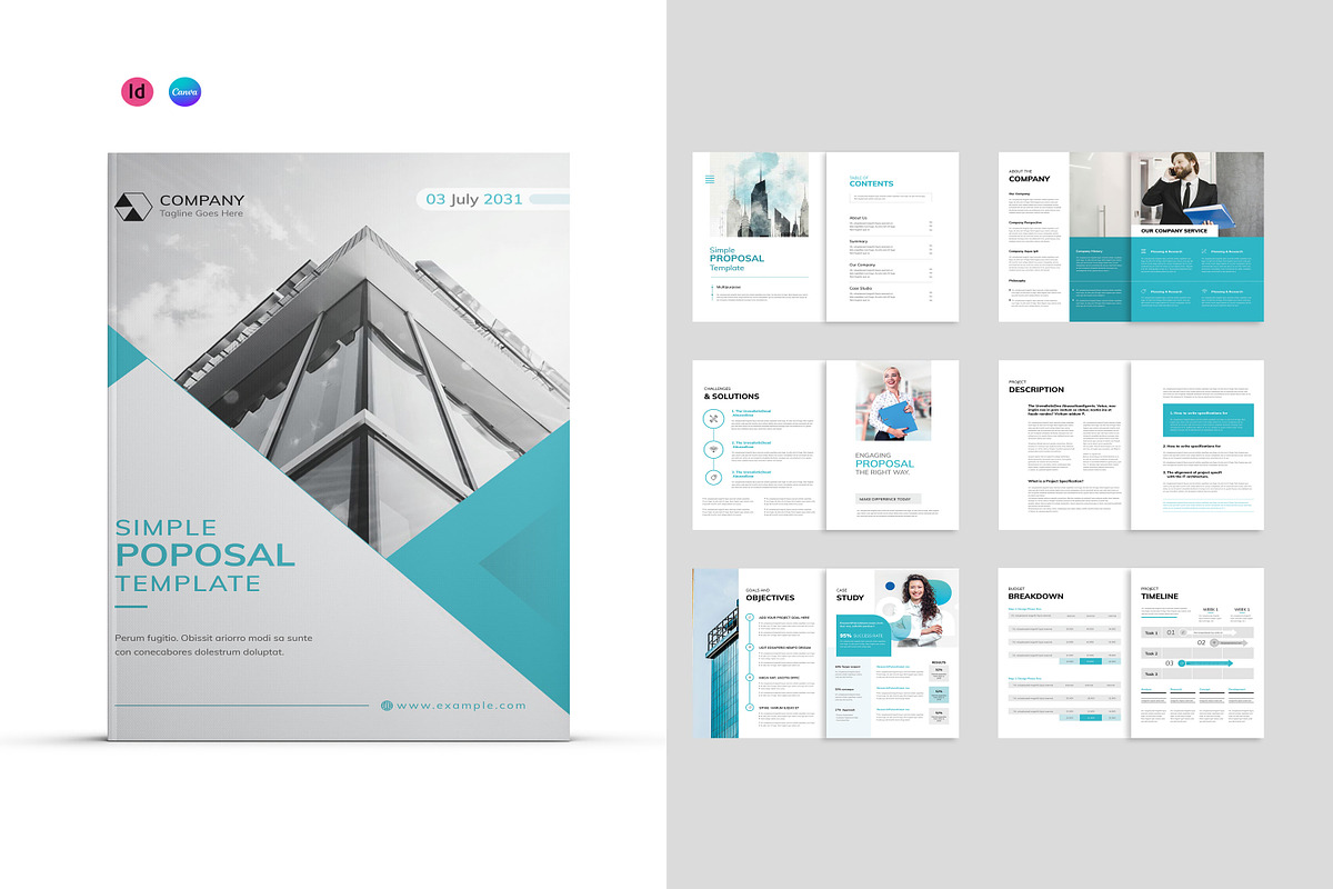 Simple Proposal Template I Canva, a Brochure Template by PixWork (Photo 2 of 10)