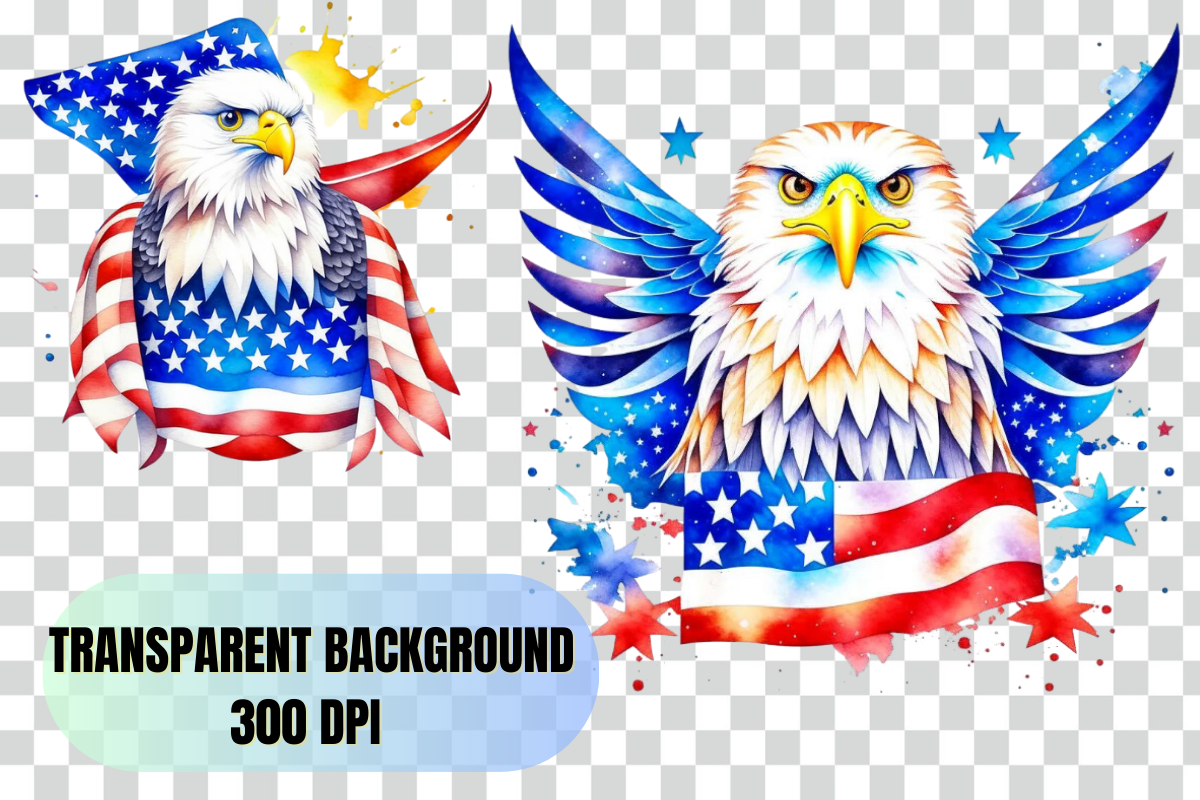 4th of July Watercolor Clipart, a Seasonal Illustration by Stickera Hub (Photo 3 of 4)