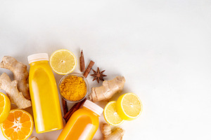 Ginger turmeric immunity shot, a Food & Drink Photo by Rimma