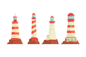 Lighthouse Structures Vector Set, an Object Illustration by TopVectors