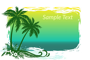 Palms, Flowers and Sea Landscape