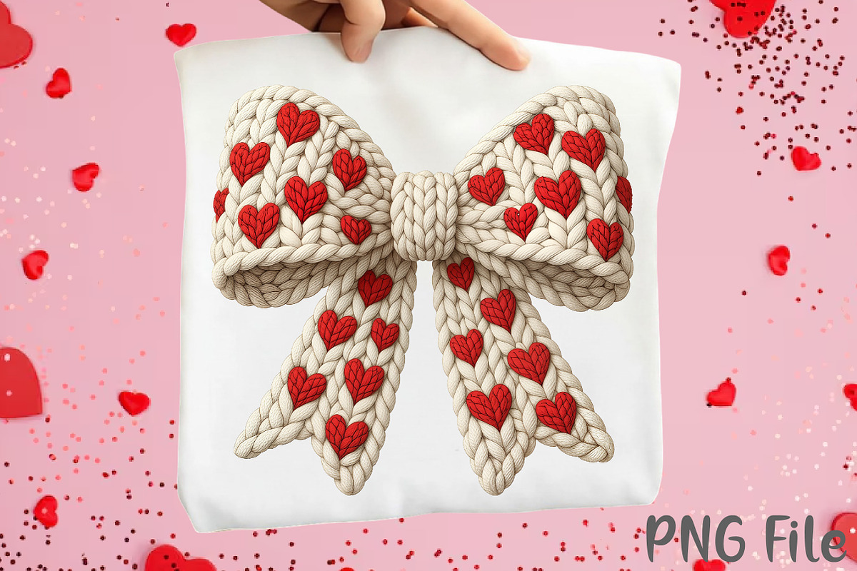 Crochet Yarn Valentine Coquette Bow, a Seasonal Illustration by YA Design (Photo 4 of 4)