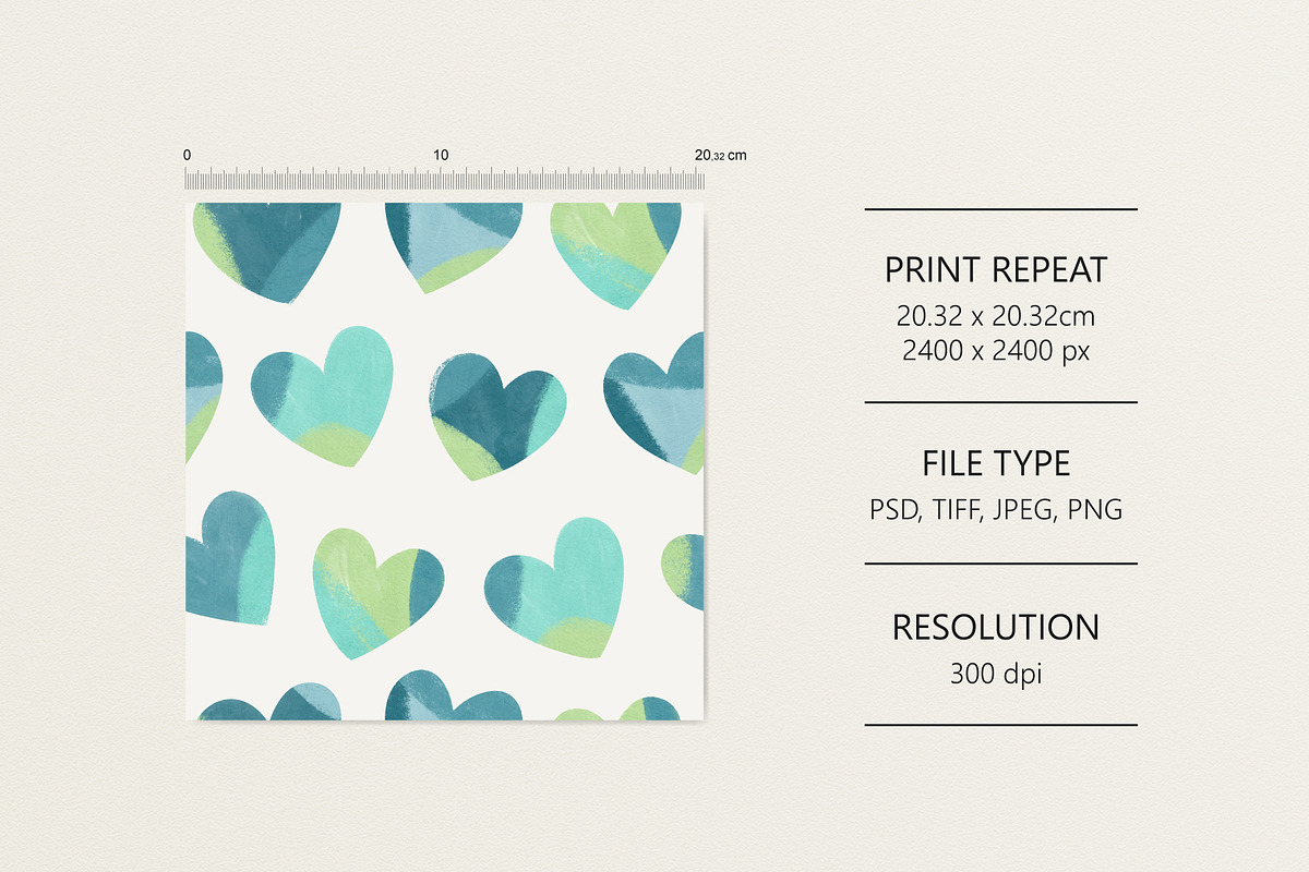 Blue hearts, a Pattern Graphic by Olena Kuznietsova (Photo 4 of 9)