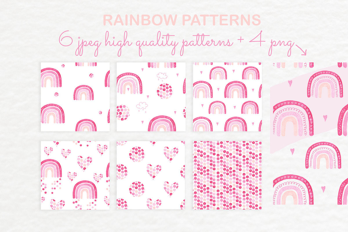 Watercolor rainbow clipart patterns, a Pattern Graphic by Jermolina Mockups (Photo 4 of 8)