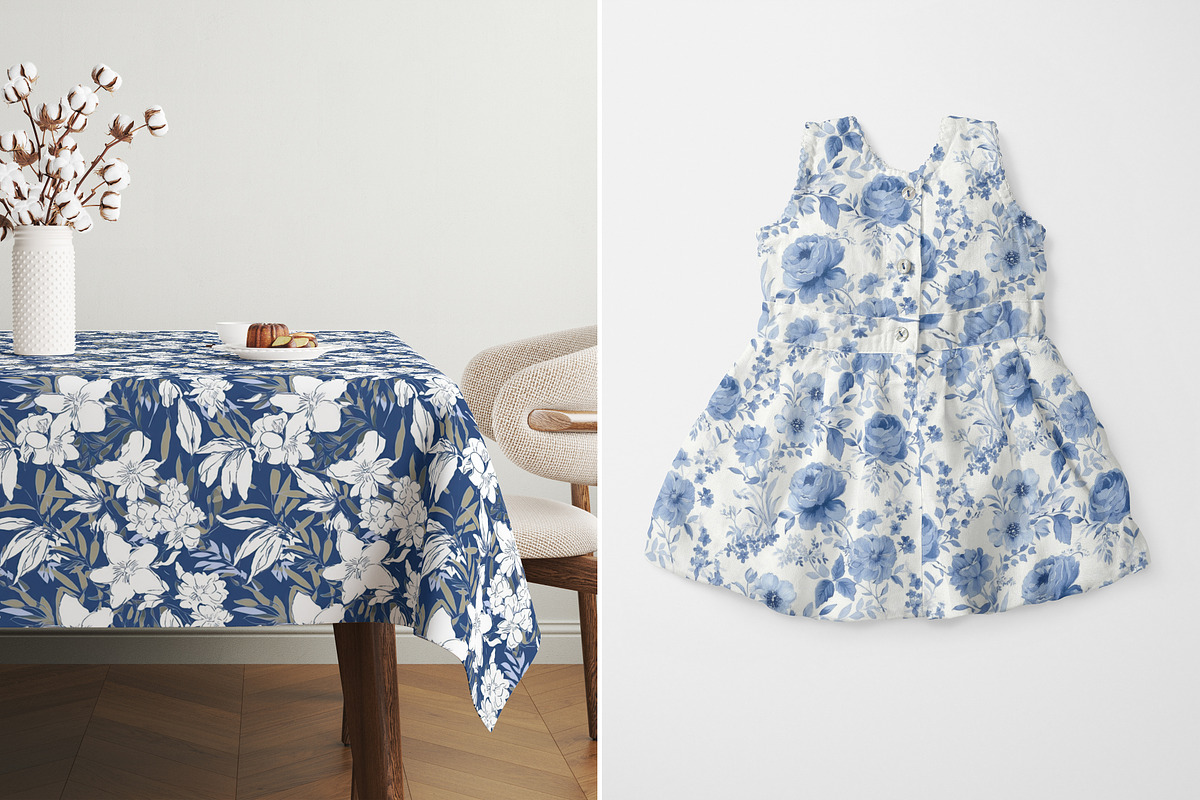 Blue on white floral patterns, a Pattern Graphic by Ninterints (Photo 12 of 18)