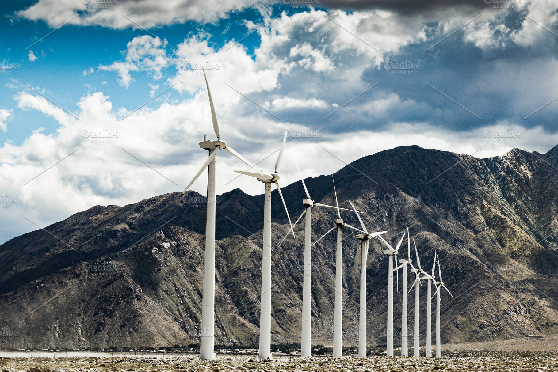 Windmills stock photo containing alternative and ecology, an Industrial Photo by Madjid
