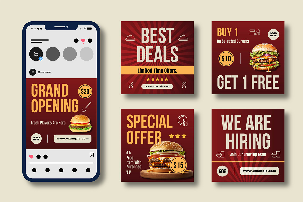 Burger Sale Social Media Post, a Social Media Template by MightyDesign (Photo 1 of 8)