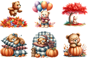 Cute Bear Character in Autumn Season, an Illustration by DreamArtGraphic (Thumbnail 2 of 4)