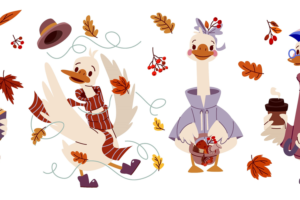 Cute cartoon goose, autumn geese, an Animal Illustration by art PVP - market (Photo 2 of 3)