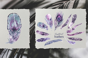 Nightfall Feathers Watercolor