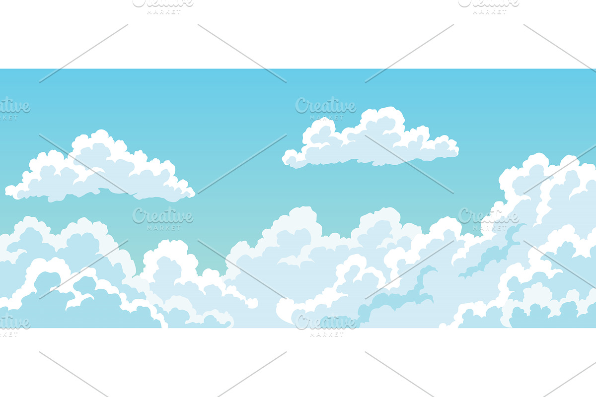 Sky with Clouds illustration in flat, an Illustration by the8monkey