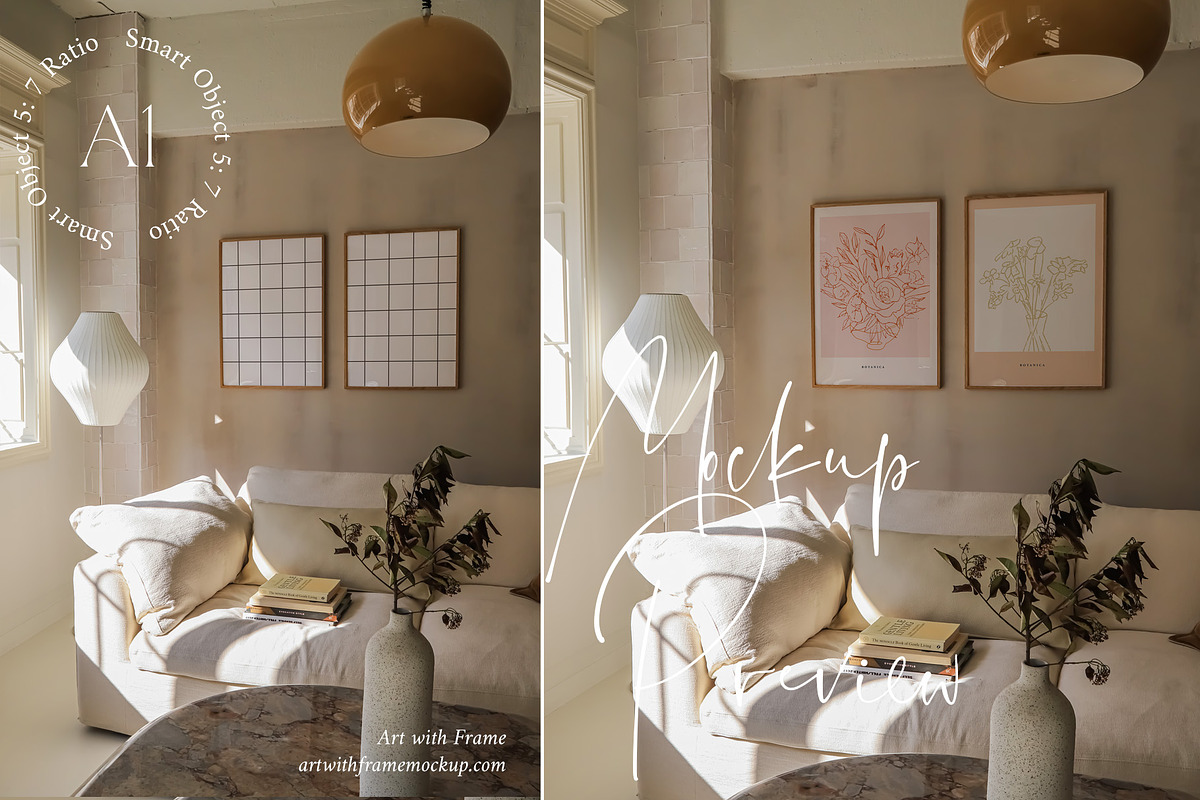 Living Room Frame Mockup, a Product Mockup by ArtwithFrame (Photo 4 of 9)