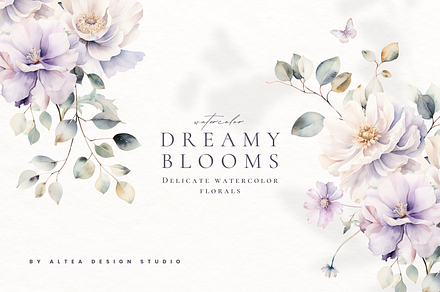 Dreamy Florals Watercolor Clipart, a Decorative Illustration by Altea Design Studio