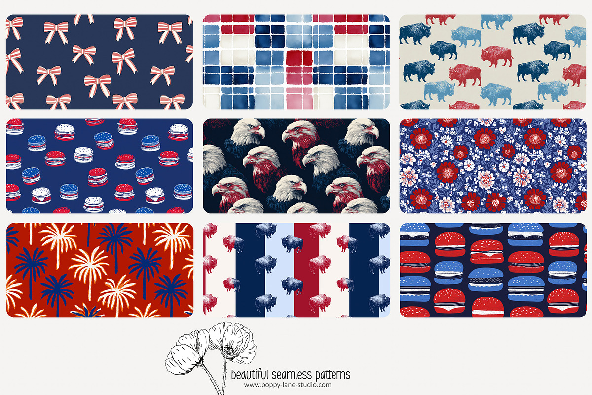 80 Independence Day seamless pattern, a Pattern Graphic by Poppy Lane Studio (Photo 5 of 11)