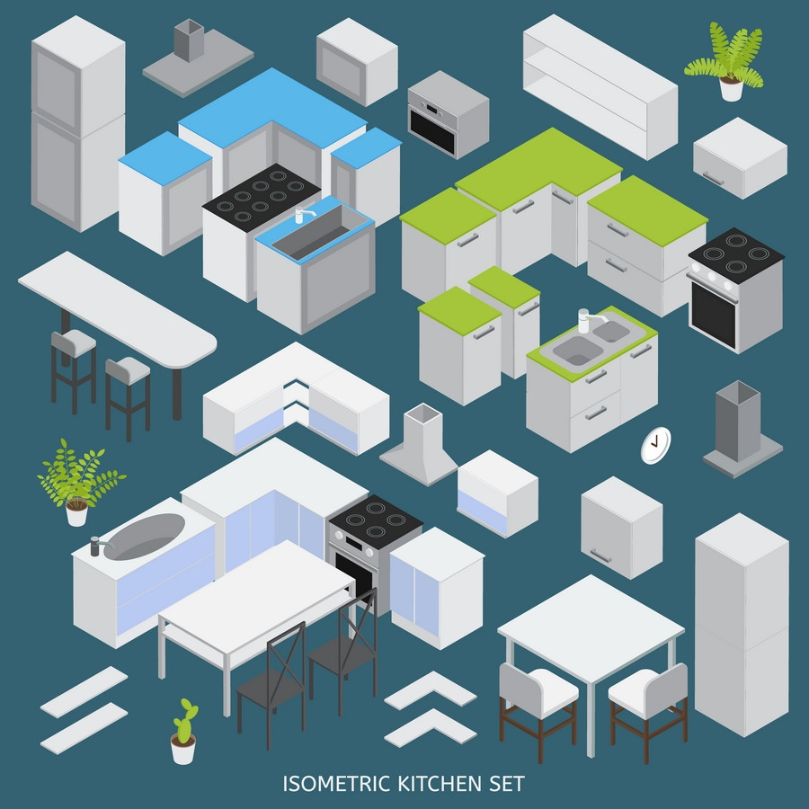 Isometric Kitchen Elements Set, an Icon by Alexander Belenkiy