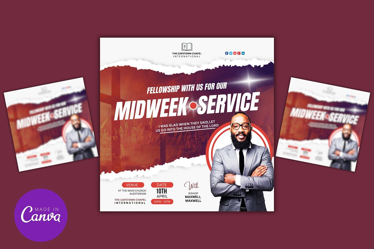 Midweek Service Instagram Post, a Social Media Template by Mishek Munene (Photo 4 of 4)